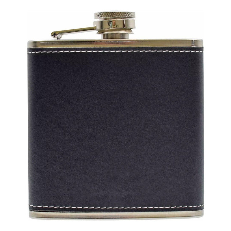 Licorera Petaca Wisquera De Cuero Acero Inoxidable 7oz