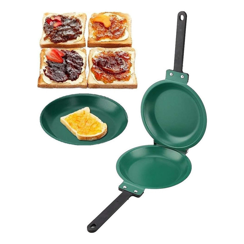 X2 Sartén Cerámica Antiadherente Doble Cara Sartén Plegable Verde