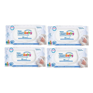 X4 Toallitas Húmedas Water Emubaby 80unid Hipoalergénicas