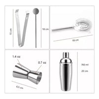 Coctelera Profesional Set 5pzas Inox Utensilio Bar Pub Trago