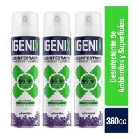 Pack X3 Desinfectante Igenix Lavanda Aerosol 360cc