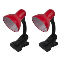 X2 Lampara Velador De Mesa Con Pinza Escritorio Flexible Rojo Blanco