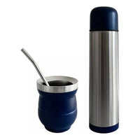 Set De Mate Con Bombilla + Termo Bala 1000ml Acero Inox