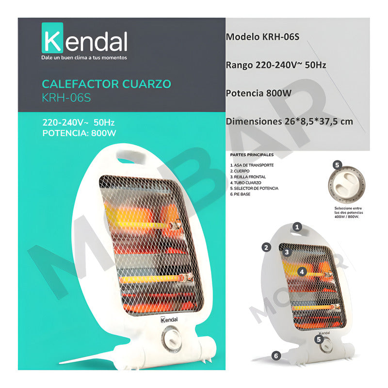 Estufa / Calefactor De Cuarzo Fijo Kendal Krh-06s Color Blanco