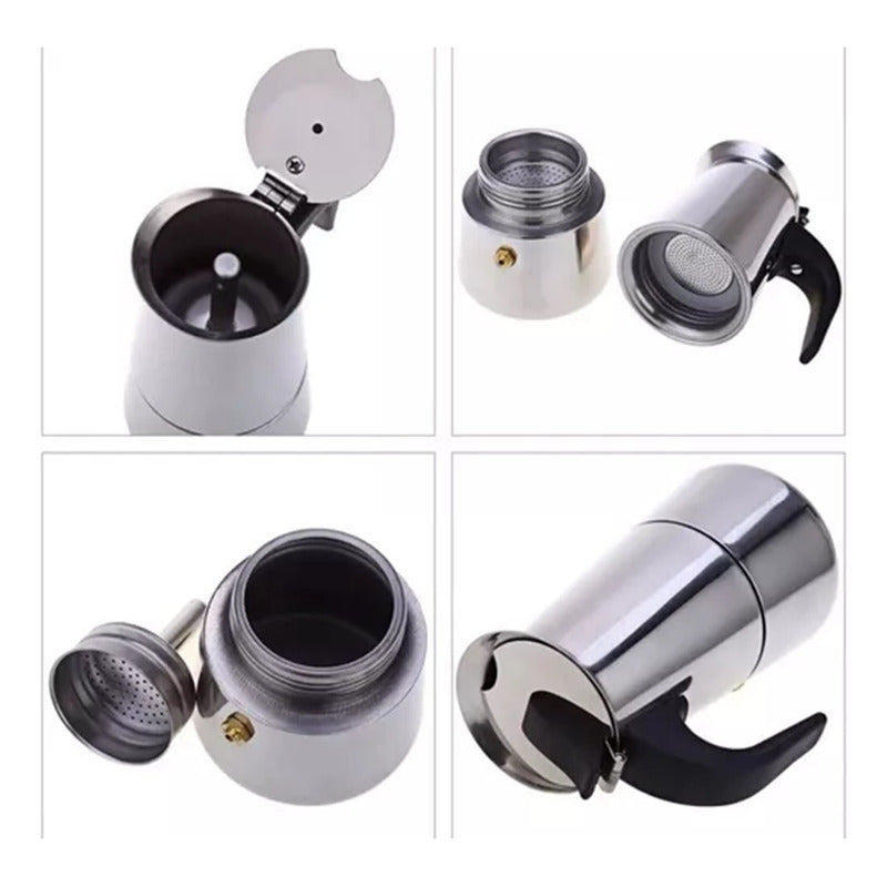 Cafetera Italiana 6 Tazas Inoxidable Espresso Maker Manual Plateado