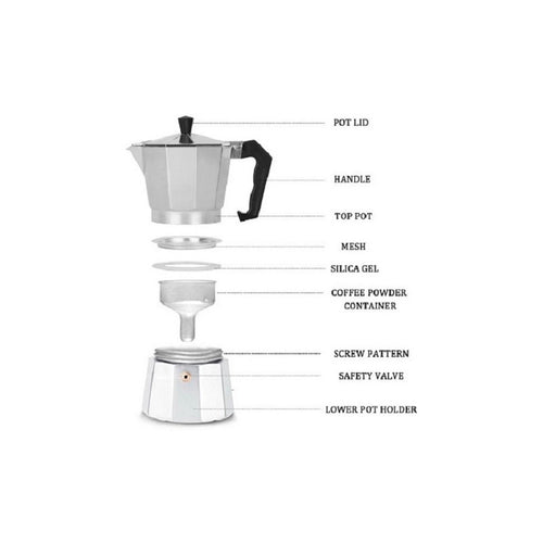 Cafetera Italiana 3 Tazas Coffe Cafetera Manual Italiana Gris