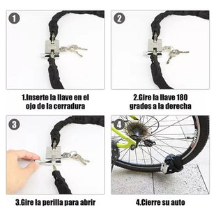 56 Cadena Seguridad Candado Cadena Para Motos Bicicleta 80cm