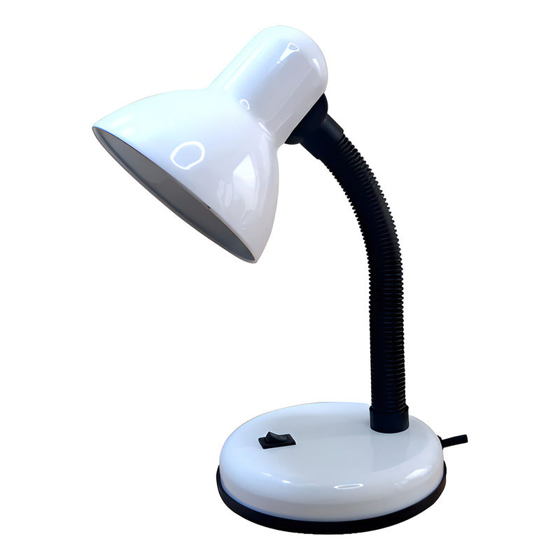 Lampara Escritorio Mesa Cuello Flexible Color De La Estructura Base Fija Blanca