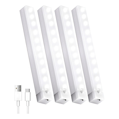 X4 Luz Barra Led 20cm Sensor Movimiento Ahorro Energia Hogar Blanco