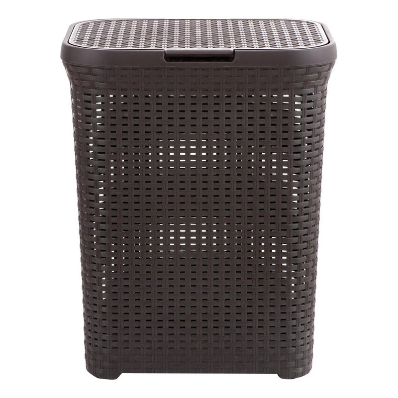 Canasto Para Ropa Cesto Grande 60l Con Tapa Ratan Resistente