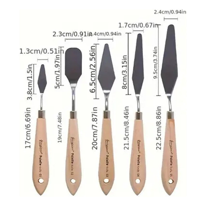 Set 5 Espatulas Mezcladoras Paletas Para Mezcla Pintura Madera