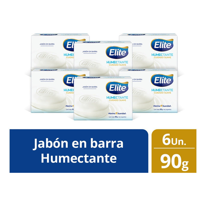 Pack 6 Jabones Elite Humectantes 90g Cuidado Suave