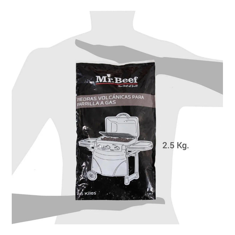 X2 Piedras Volcánica 2,5 Kg Parrilla A Gas Mr Beef Asado Bbq