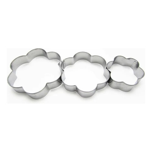 Juego X3 Cortadores Galletas Moldes Cortante Galleta Diseño Flor