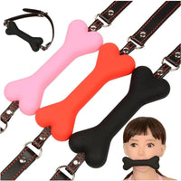 Mordaza Silicona Hueso De Perrito Arnés De Cuero Bondage
