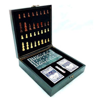 Set De Lujo Tablero Ajedrez Madera + Domino+ Cartas Poker