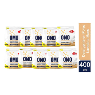 X10 Detergente En Polvo Omo Concentrado Lavado A Mano 400 Gr