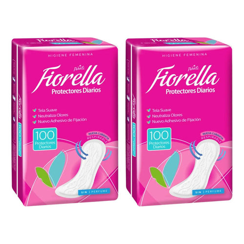 Pack X2 Protectores Diarios Fiorella 100unid Tela Suave