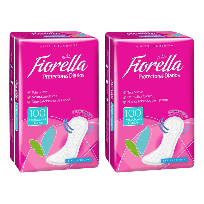 Pack X2 Protectores Diarios Fiorella 100unid Tela Suave