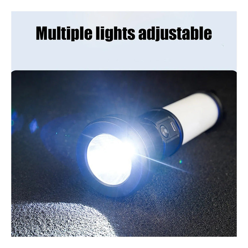 Linterna Doble Luz Recargable Led Camping Campo Flash Blanco Negro