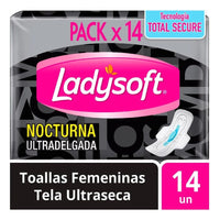 X8 Toallas Higiénicas Nocturna Ladysoft Ultradelgada 14unid