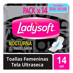 Toallas Higiénicas Nocturna Ladysoft Ultradelgada 14unid