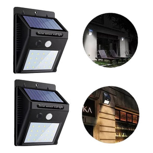 X2 Foco Exterior Luminaria Solar Led Lampara Farol Sensor Negro
