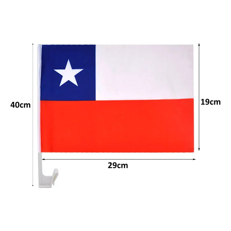 Pack X2 Banderas Chile Auto Fiestas Patrias Banderin 20x30cm Bandera Chile