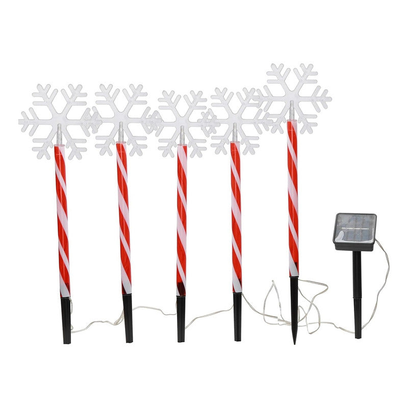 Set X5 Estacas Navidad Luces Navideñas Led Solar Decoración
