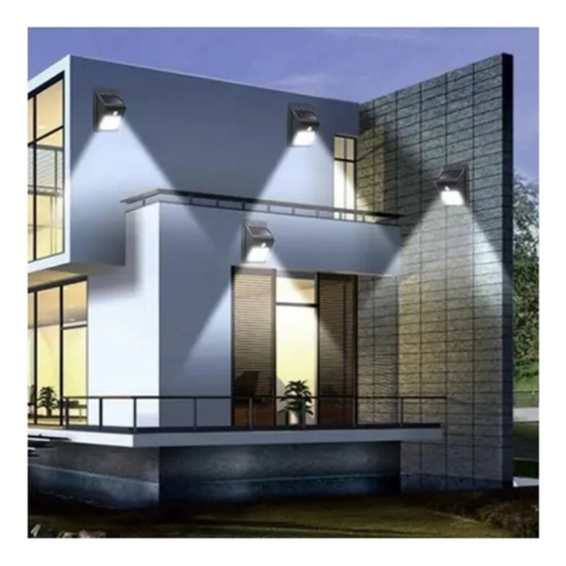 X3 Foco Exterior Luminaria Solar Led Lampara Farol Sensor Negro