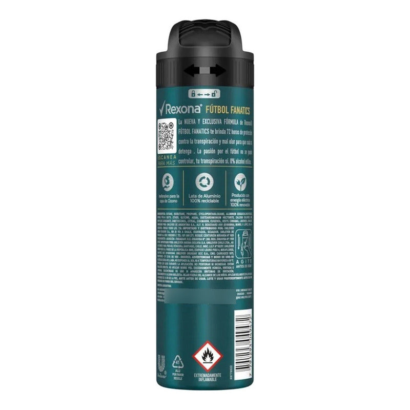 Desodorante Spray Areosol Rexona Men Fútbol Fanatics 150ml