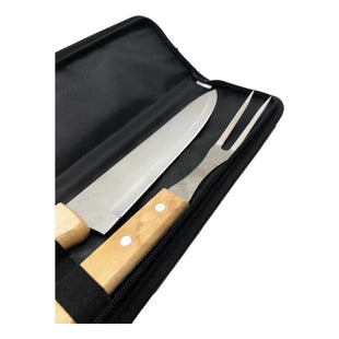 Set Parrillero Para Asado Cuchillo + Tenedor + Estuche Chile