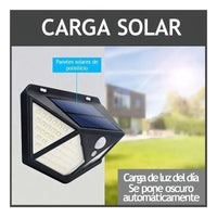 Pack X 4 Lampara Solar 100 Led Exterior Sensor De Movimiento Color Negro