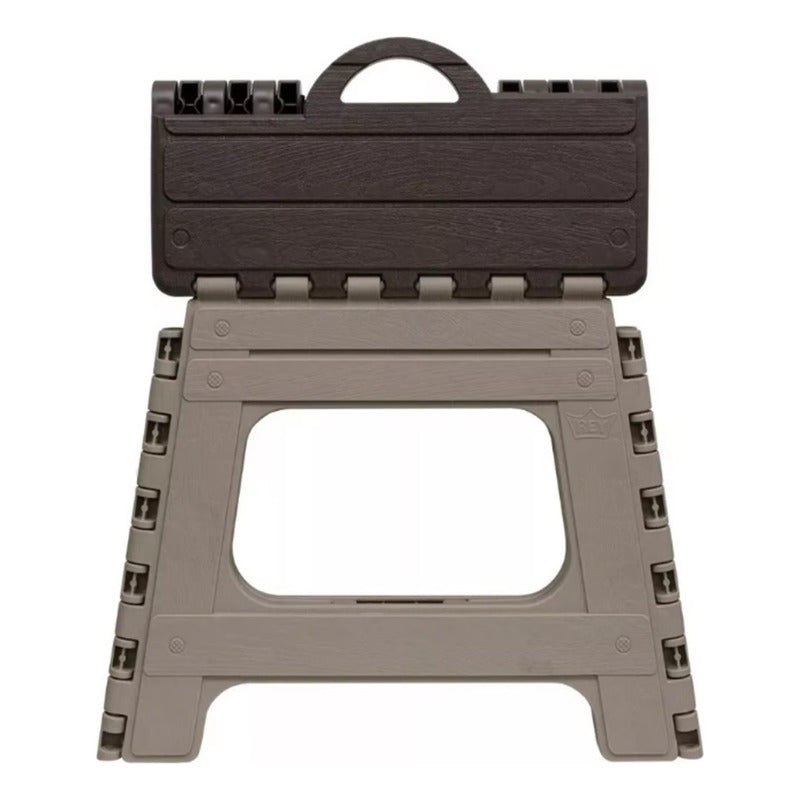 Piso Banco Banquito Taburete Plegable Mediano Reyplast 100kg Marrón/beige