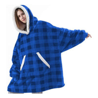 Poleron Sherpa Cuadrillé Poleron Con Chiporro Con Capucha Unica Azul Cuadrillé