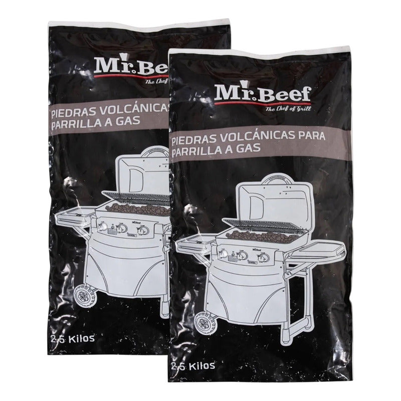 X2 Piedras Volcánica 2,5 Kg Parrilla A Gas Mr Beef Asado Bbq