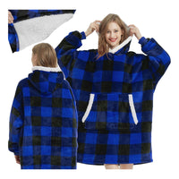 X2 Poleron Sherpa Cuadrille Poleron Con Chiporro Capucha Unica Azul Cuadrillé