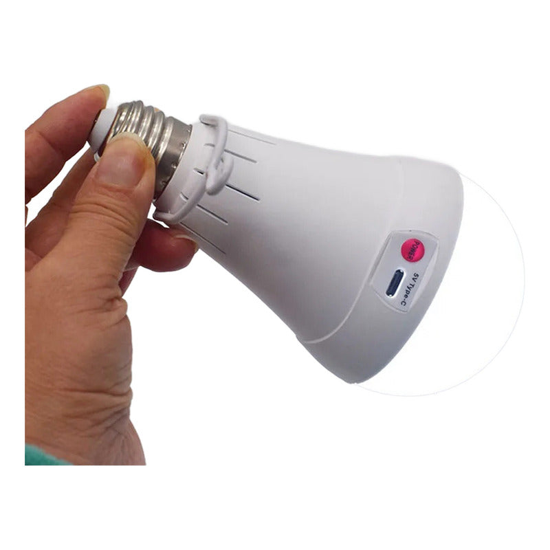 X3 Ampolleta De Emergencia Led E27 Luz 10w Recargable Usb Blanco Frío