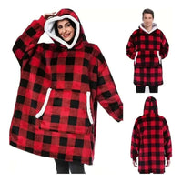 Poleron Sherpa Cuadrillé Poleron Con Chiporro Con Capucha Unica Rojo Cuadrillé