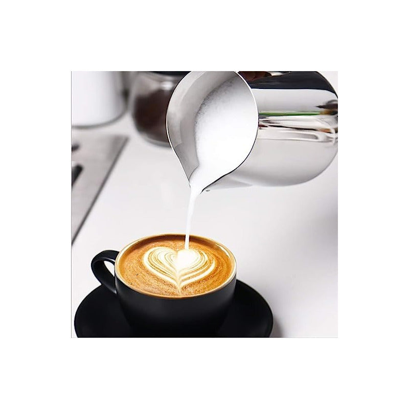 Jarra Espuma Jarro Medidor Leche Barista Cafe Acero 350ml Plateado.