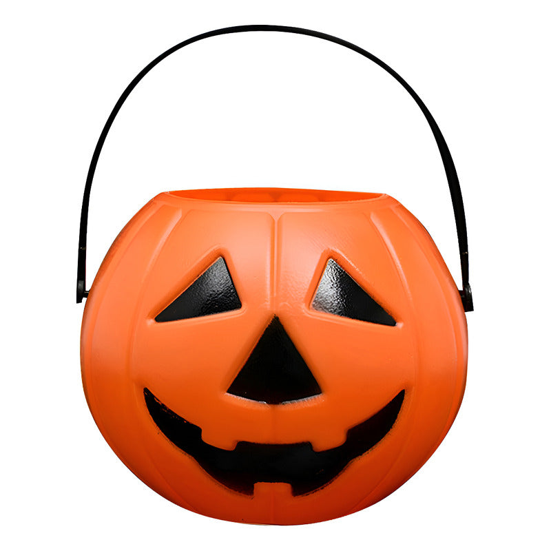 Calabaza Para Dulces Halloween Cubo De Plastico Caramelos - - Naranja