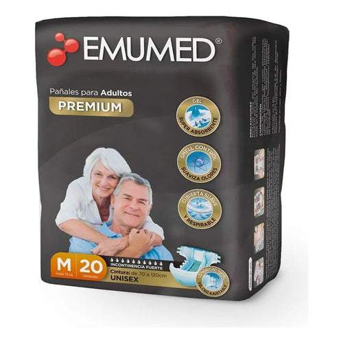 Pañales Para Adultos Emumed Premium Tamaño Mediano 20unid Mediano
