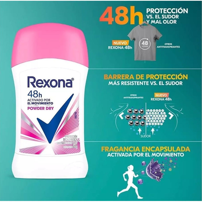 X2 Desodorante Rexona Barra Power Dry 50g Antitranspirante Power Dry