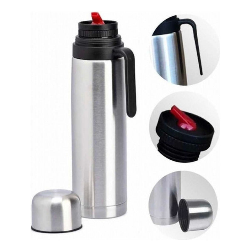 Termo Matero Media Manija 1 Litro Pico Cebador Acero Inox
