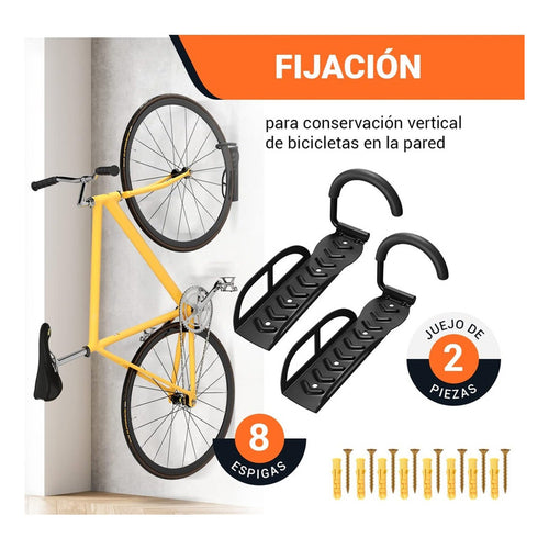 Pack X2 Porta Bicicleta Para Pared Gancho Colgador Bicicleta Negro