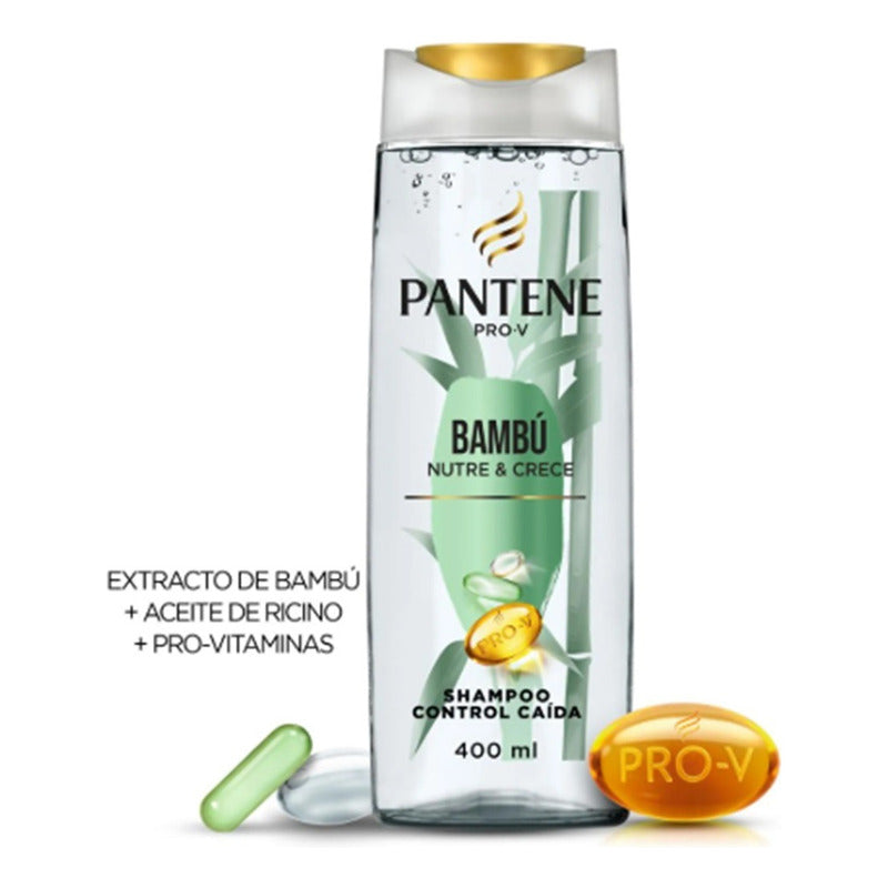 X2 Shampoo Pantene 400ml Bambú Nutre & Crece Control Caída