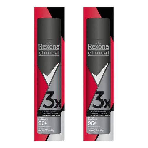 X3 Desodorante Rexona Clinical Sport Strenght Aerosol 110ml Sport Strength