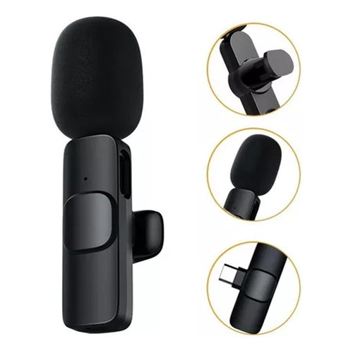 Micrófono Inalámbrico De Solapa Lavalier Celular Usb-c Negro