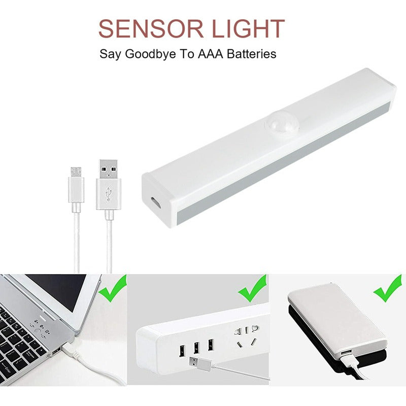 Luz Barra Led 50cm Con Sensor Movimiento Muebles Baño Cocina