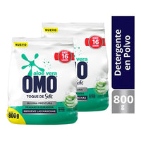 X2 Detergente Omo Polvo Aloe Vera Toque De Soft 800g